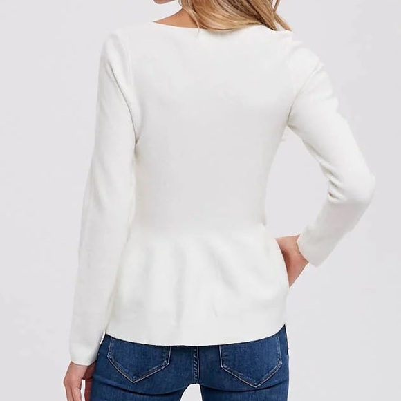 Square Neck Peplum Sweater Top - Picture 4 of 6